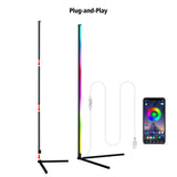 Smart RGB LED Floor Lamp - Modern Remote Control Corner Standing Light