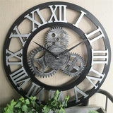 Industrial Gear Wall Clock Decorative Wall Clock Industrial Style Wall Clock (Silver Shipment without Battery) - Senseandtrendz